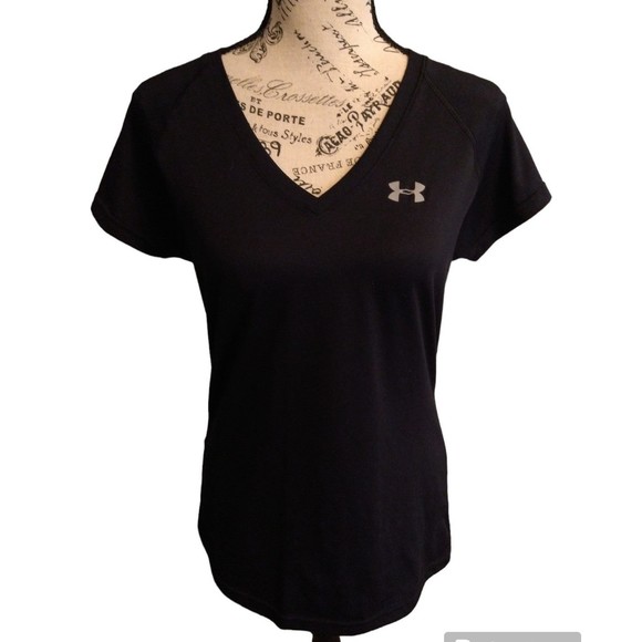 Under armour black size small v-neck top - Picture 1 of 8